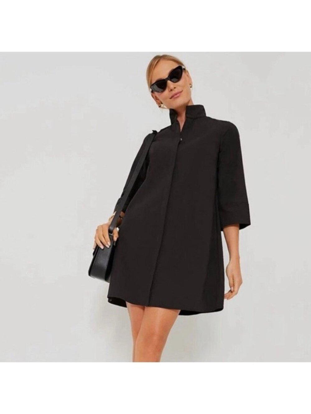 Tuckernuck Women's Black Charlie Shirt Dress Stand Collar Cotton size XL - Picture 1 of 8